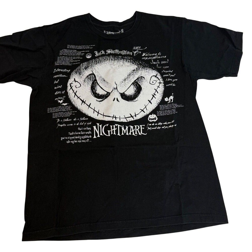 Disney Store Nightmare Before Christmas Jack Skellington Black Graphic T Shirt M